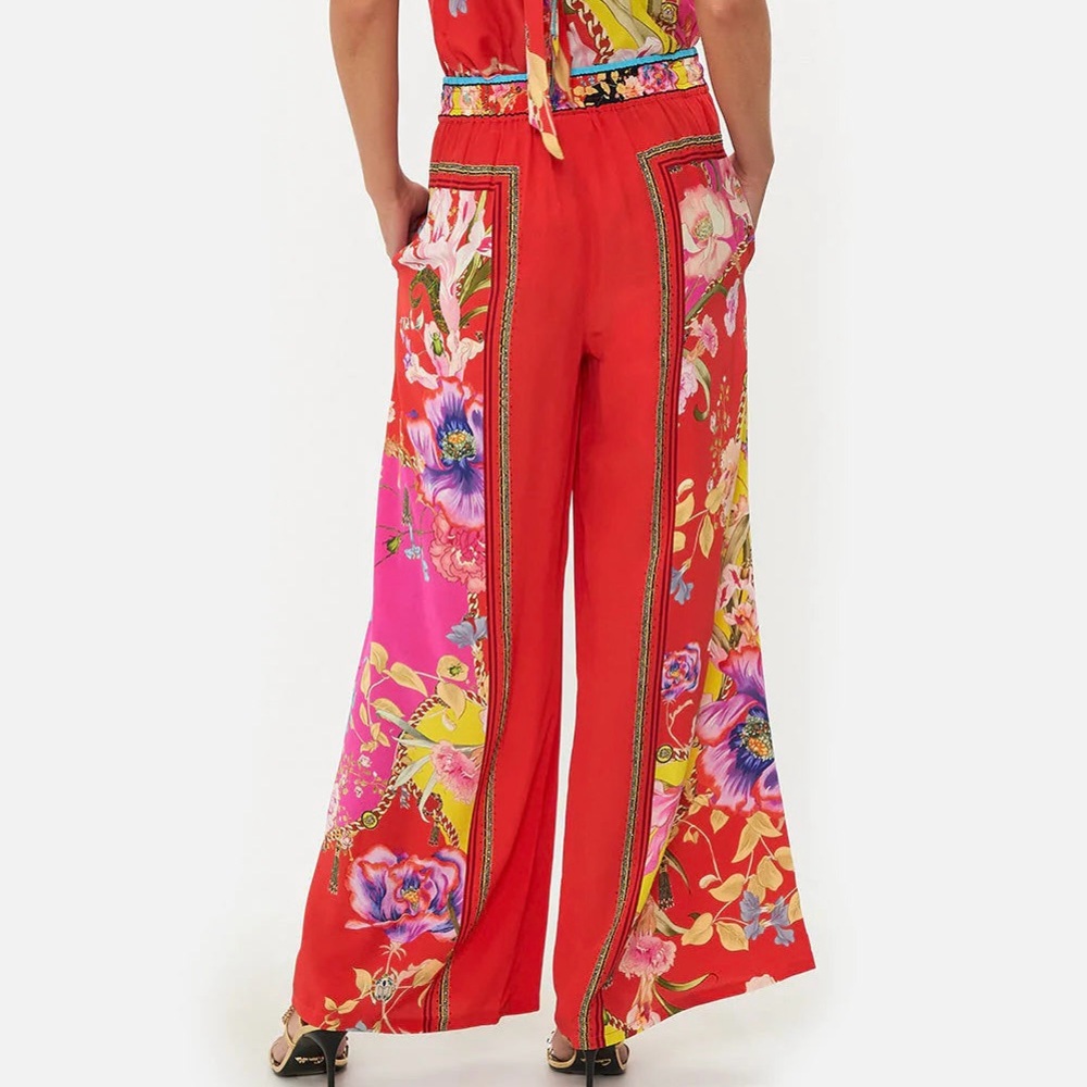 new The Beetles Pink Purple Floral Wide Straight Leg Pants - Picture 5 of 17